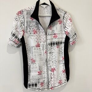 Northern Reflections Fitted Full Zip Autumn Canadian Short Sleeve Shirt Size M